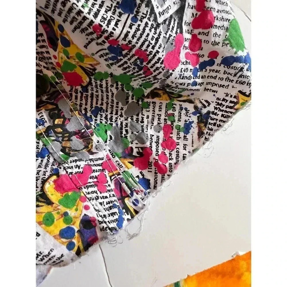 Thrill graffiti colorful raw hem button down long sleeve shirt dress small  NWT - Picture 12 of 13